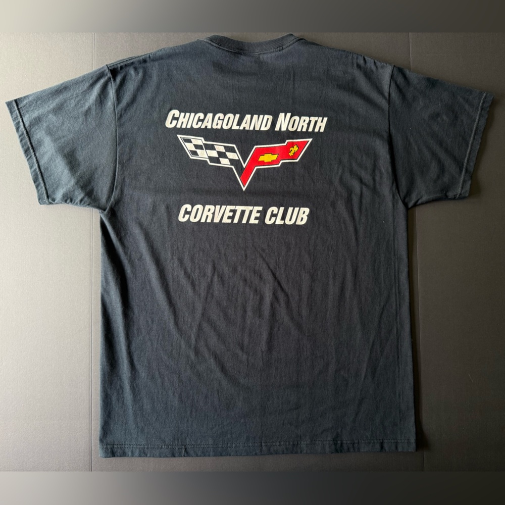 Vintage Corvette Club T-Shirt XL | Chicagoland North | Black | Fruit of the Loom